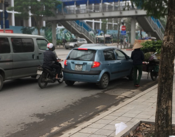 Chị&nbsp;Lựu cho biết mình đã có gần 10 năm bươn chải bán hoa và quả dạo trên đường phố Hà Nội