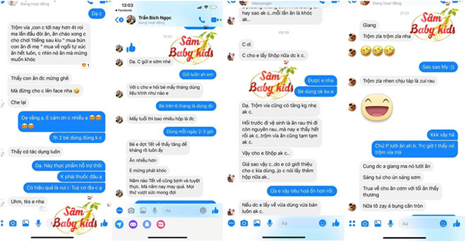 Phản hồi của khách hàng khi cho con sử dụng Sâm Baby Kids trẻ ăn ngoan, ngủ tốt, lên cân tự nhiên