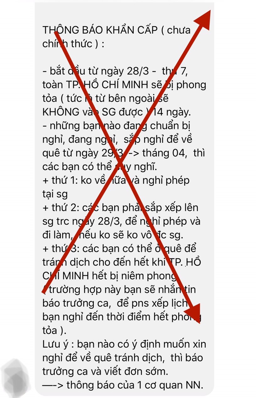 Thông tin “phong tỏa toàn TP.HCM trong 14 ngày” là hoàn toàn bịa đặt - 1