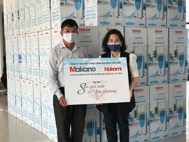 Sau khi dành 4,5 tỷ đồng tặng máy lọc nước cho ĐBSCL, công ty này tiếp tục tặng 500 máy làm mát Makano, Nakami cho khu cách ly.