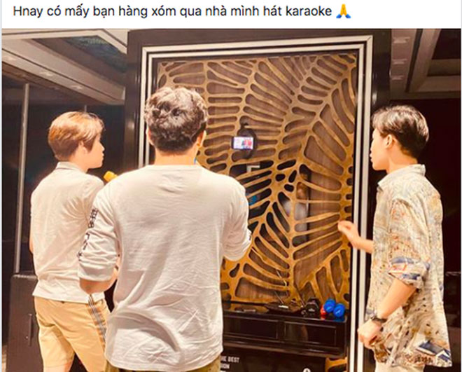Hari Won đăng ảnh Trấn Thành cùng hai người em đồng nghiệp&nbsp;hát karaoke tại nhà