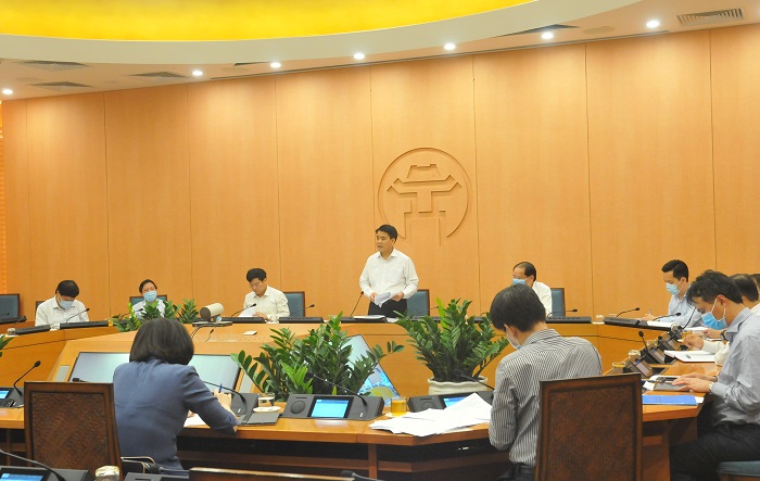 Chủ tịch UBND thành phố Hà Nội Nguyễn Đức Chung chủ trì cuộc họp Ban Chỉ đạo phòng, chống dịch Covid-19 TP.Hà Nội.