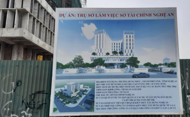 Dự án công trình trụ sở làm việc Sở Tài chính tỉnh Nghệ An. Ảnh: Đ.L