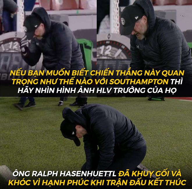 HLV Southampton đã bật khóc khi các học trò giành chiến thắng trước Liverpool.