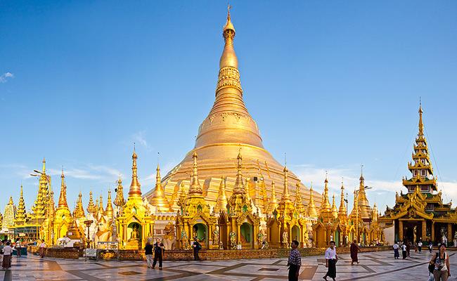 Tháp chính của chùa cao tới 98m, toàn bộ được dát bằng những tấm vàng mỏng do thợ thủ công chế tác theo kỹ thuật truyền thống.
