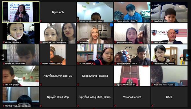 Hơn 200 phụ huynh và học sinh tham dự lễ khai giảng trực tuyến trên nền tảng zoom&nbsp;&nbsp;