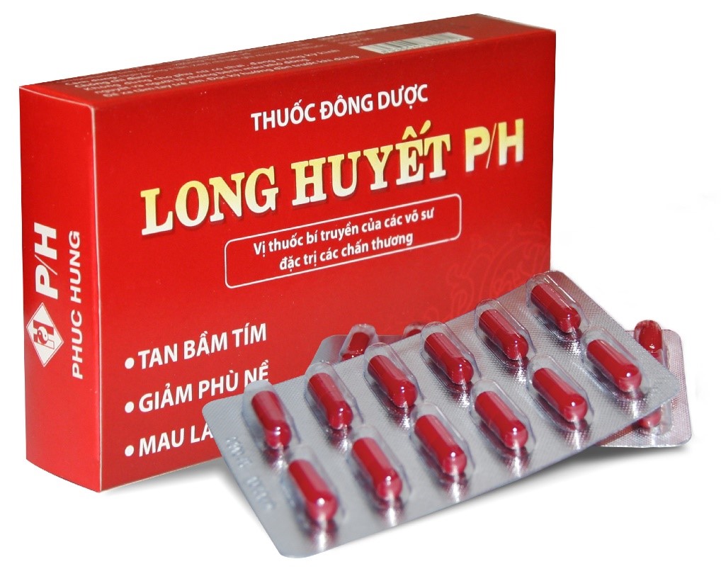 Thuốc thảo dược Long huyết P/H do Công ty TNHH Đông Dược Phúc Hưng sản xuất trên dây truyền đạt tiêu chuẩn GMP – WHO của tổ chức Y tế thế giới