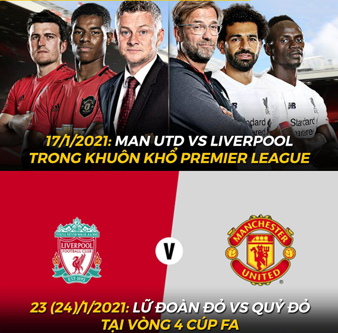 MU sẽ phải đụng độ Liverpool 2 lần trong một tuần.