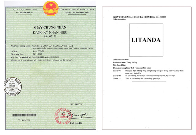 Thương hiệu Litanda của Công ty cổ phần Standa Việt Nam chính thức được bảo hộ độc quyền - 3
