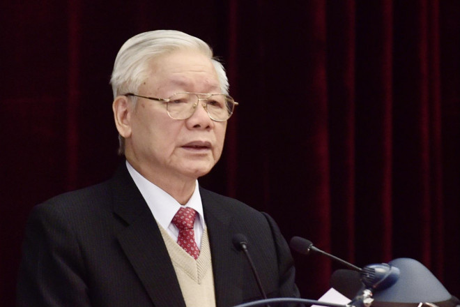 Tổng Bí thư, Chủ tịch nước Nguyễn Phú Trọng phát biểu khai mạc Hội nghị Trung ương 15 (ảnh VGP).