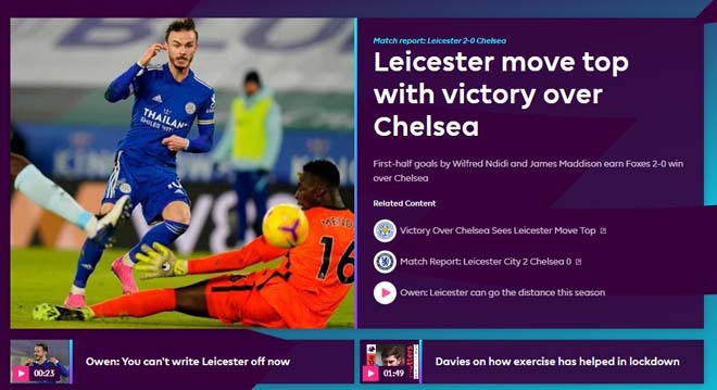 Trang chủ Premier League khen ngợi Maddison và các đồng đội