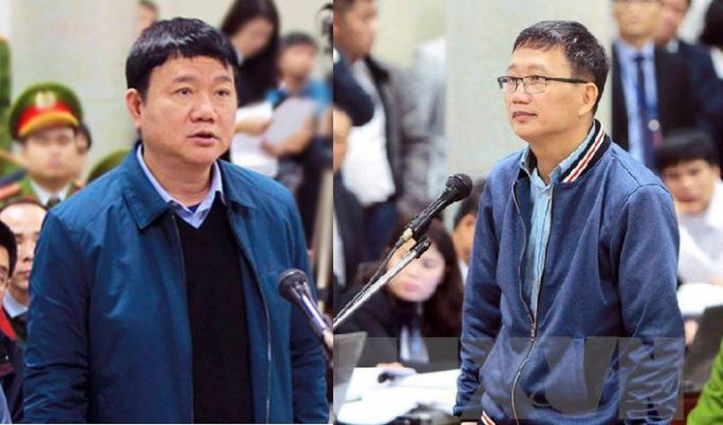 Hai bị cáo Đinh La Thăng và Trịnh Xuân Thanh đưa ra xét xử trong một vụ án khác - Ảnh: TTXVN