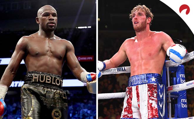 Mayweather (trái) chuẩn bị so kè với Logan Paul