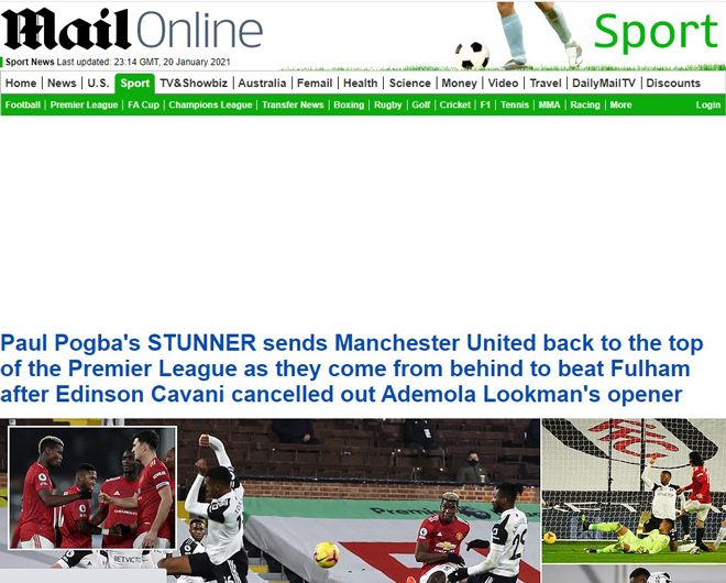 DailyMail dành nhiều lời khen "có cánh" cho Paul Pogba