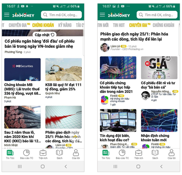 Từ những thông tin cập nhật thường xuyên, liên tục và hệ thống trên app 24hmoney, tôi đã tự tin quay lại thị trường.
