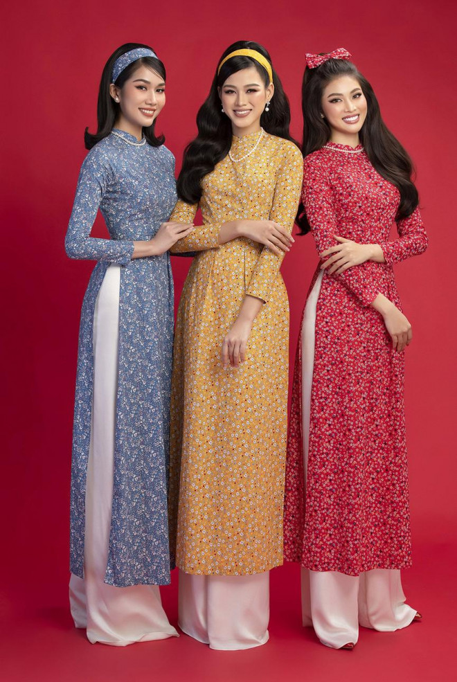 Diện áo dài Tết theo phong cách xưa, Top 3 HHVN 2020 đẹp như minh tinh thập niên 50 - 1