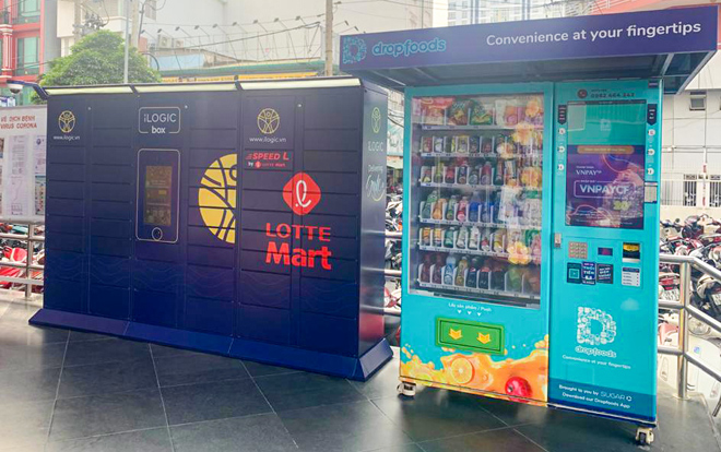 Hình ảnh tủ khóa thông minh đặt tại LOTTE Mart Tân Bình.