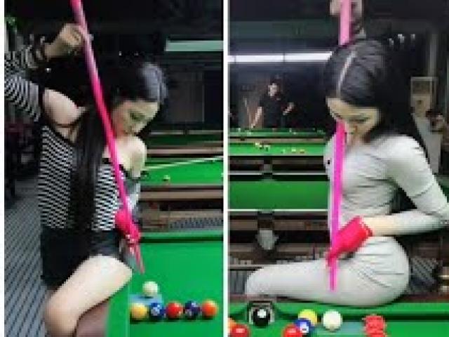 Thể thao - Mỹ nhân làm “ảo thuật” bi-a: 1 cơ 15 bi vào lỗ, cú ép phê “trăng khuyết”