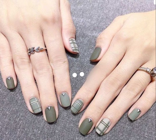 Tham khảo 100 kiểu nail màu xanh rêu sành điệu cuốn hút