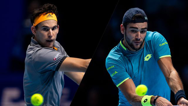 Thiem (trái) thất bại trước Berrettini ở trận ra quân ATP Cup 2021