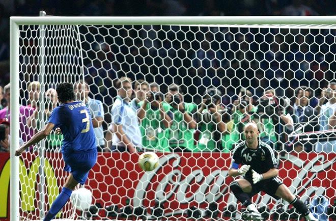 Loạt luân lưu Pháp - Italia&nbsp;2006, lần gần nhất chức vô địch World Cup được phân định trên chấm 11m