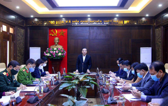 Chủ tịch UBND TP Hà Nội Chu Ngọc Anh chỉ đạo tại cuộc làm việc với huyện Thanh Oai - Ảnh: Phú Khánh