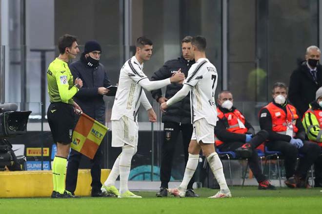 Ronaldo được thay ra ở 15 phút cuối trận Juventus gặp Inter ở bán kết lượt đi Coppa Italia