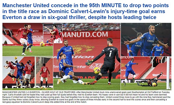 Tiêu đề lớn của tờ Daily Mail về trận đấu