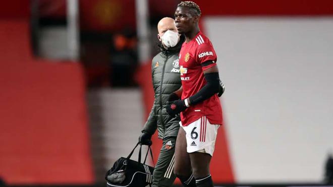 Pogba chẳng va chạm với ai nhưng vẫn dính chấn thương cơ đùi phải rất đáng lo