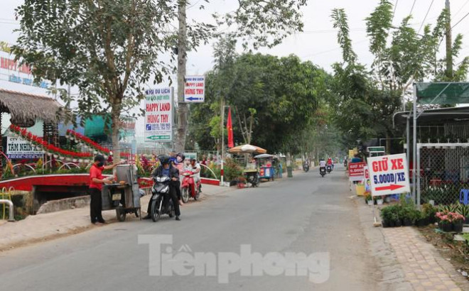 Theo người dân địa phương, mọi năm vào thời điểm này, tuyến đường vào làng hoa giao thông hay bị ùn ứ, nhưng năm nay thưa thớt. Ảnh: Nhật Huy.