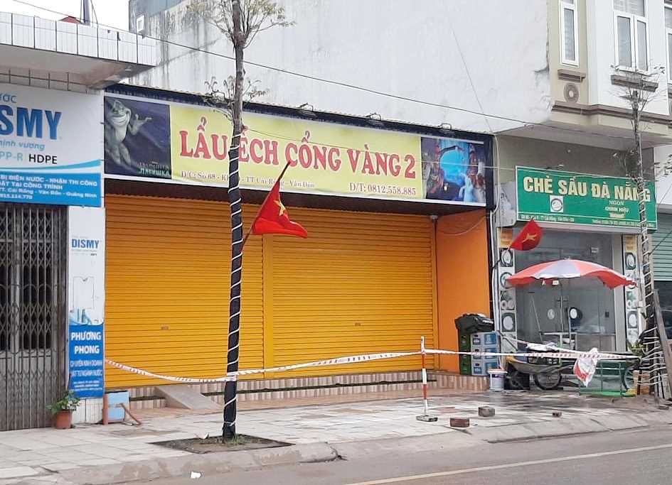 Nhà hàng Lẩu ếch Cổng Vàng cơ sở 2 (thị trấn Cái Rồng, Vân Đồn), nơi xuất hiện có ca nghi nhiễm COVID-19.