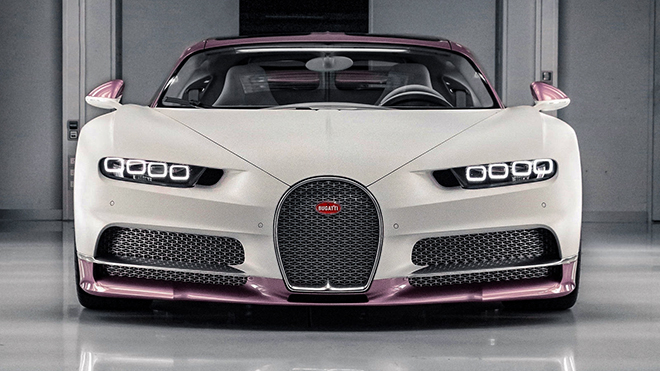 Siêu xe Bugatti Chiron màu trắng hồng độc nhất vô nhị - 2