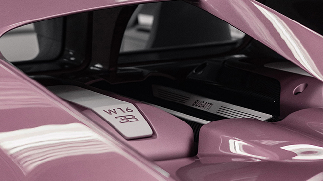 Siêu xe Bugatti Chiron màu trắng hồng độc nhất vô nhị - 3