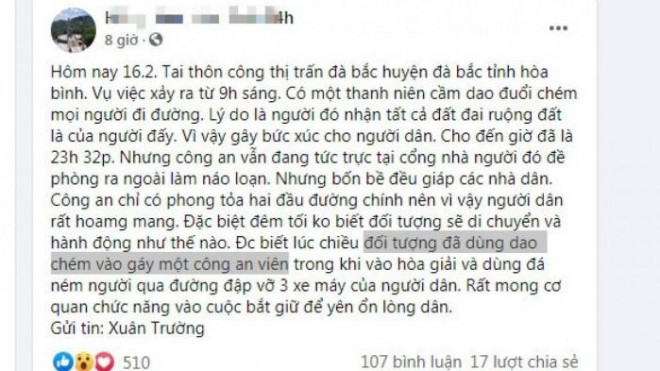 Thông tin trên mạng xã hội.