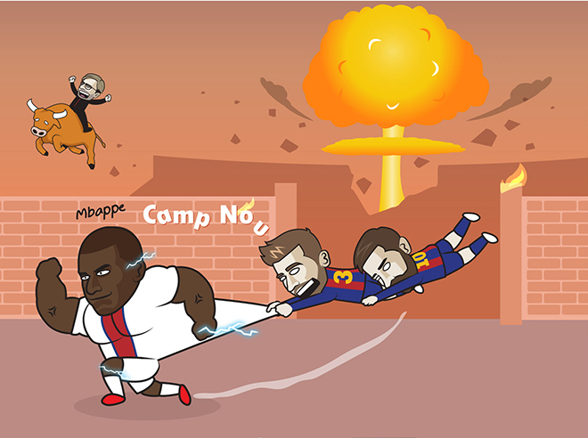 Messi bất lực nhìn Mbappe "vùi dập" Barca.