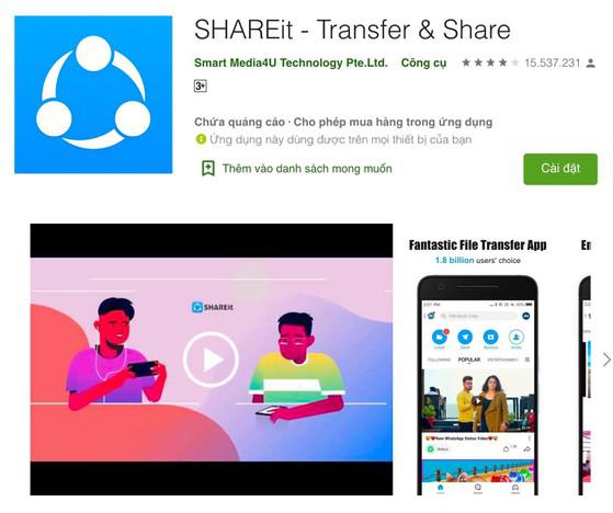 SHAREit là một trong những ứng dụng chia sẻ dữ liệu khá phổ biến hiện nay. Ảnh: TIỂU MINH