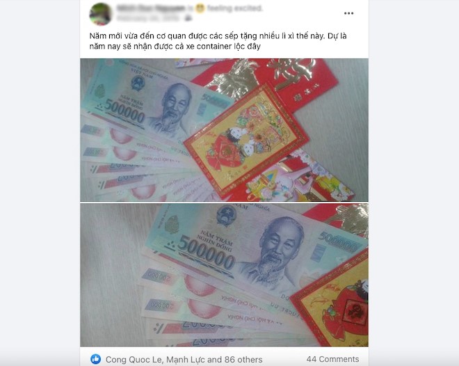 Bao lì xì tượng trưng cho tài lộc và sự may mắn không chỉ trong dịp Tết mà còn là cả 365 ngày của năm mới. Theo quan điểm của nhiều người, càng nhận được nhiều bao lì xì thì năm mới càng phát tài. Do đó, đã đến cơ quan ngày đầu năm thì phải “canh me” phong bao lì xì từ các sếp.