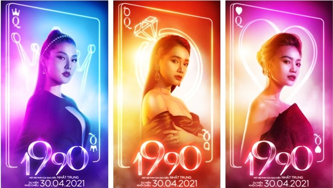 Giữa tháng 1.2021, phim 1990 công bố tạo hình của ba nữ chính là được mệnh danh là ngọc nữ của màn ảnh Việt: Diễm My, Nhã Phương và Ninh Dương Lan Ngọc. Phim thuộc thể loại hài - tình cảm xoay quanh số phận của nhóm bạn thân là ba cô gái với ba cá tính khác nhau. Đáng chú ý cả Diễm My, Nhã Phương và Lan Ngọc đều cùng sinh năm 1990 và là diễn viên được chú ý nhất màn ảnh hiện nay.
