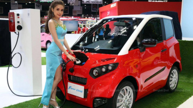 Mẫu ô tô điện Fomm One sản xuất tại Thái Lan do liên doanh Thái - Nhật (FOMM) phát triển. Ảnh: Bangkok Post