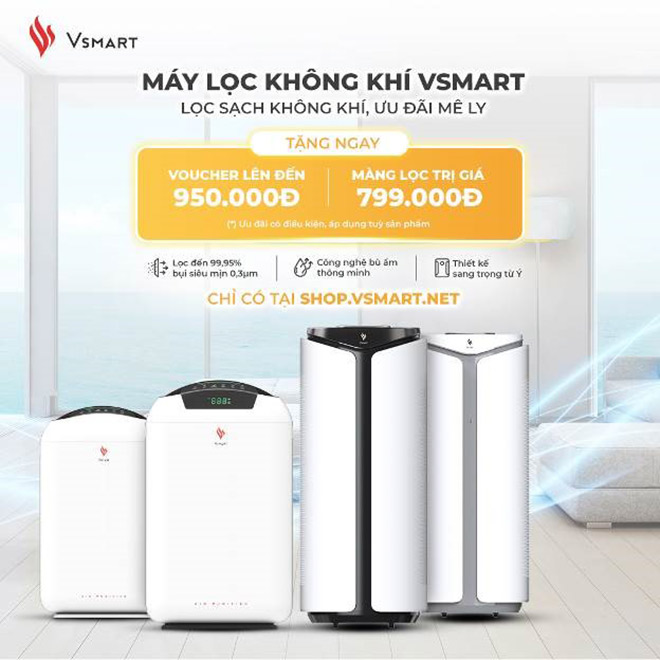 Máy lọc không khí Vsmart sở hữu hệ thống màng lọc HEPA được xem là giải pháp hữu hiệu loại bỏ bụi mịn