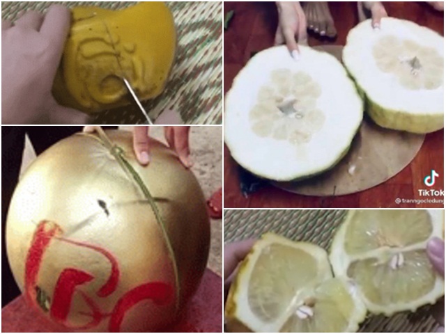 Thị trường - Tiêu dùng - Mang bưởi, dưa hấu Tài - Lộc trưng Tết ra bổ thử, cái kết khiến dân mạng choáng váng