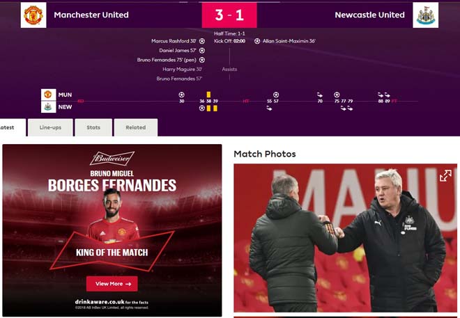 Bruno Fernandes vẫn được trang chủ Premier League vinh danh