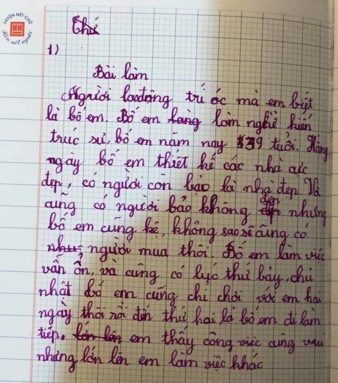 Bài văn tả bố làm kiến trúc sư "gây bão", dân mạng cười bò vì câu kết bài "bẻ lái" - 1