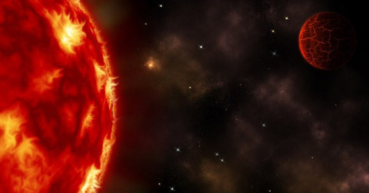 Ảnh đồ họa mô tả ngôi sao lùn đỏ và siêu Trái Đất bí ẩn - Ảnh: SCI-NEWS