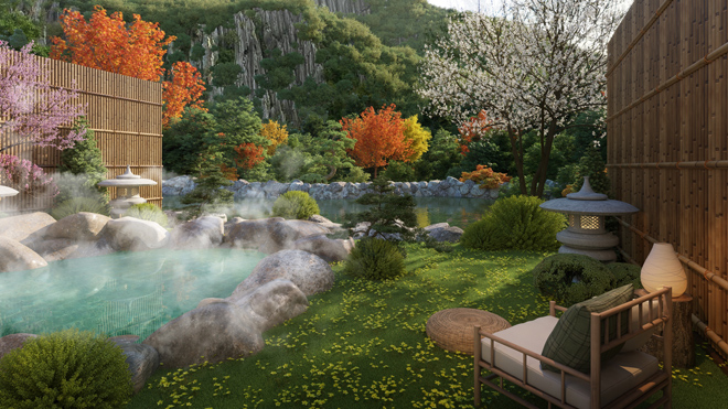 100% các căn biệt thự Sun Onsen Village được dẫn trực tiếp nguồn khoáng nóng Quang Hanh quý giá vào tận nhà