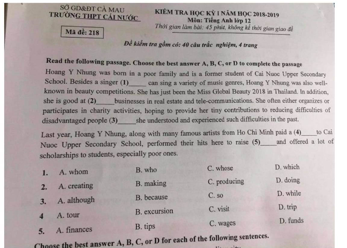 Mỹ nhân được Sở Giáo dục Cà Mau đưa vào đề thi tiếng Anh lớp 10 là ai? - 2