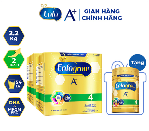 Combo 2 sữa bột Enfa A+ 4 BIB 2,2kg/hộp tặng ngay 1 lon Enfa A+4 830g