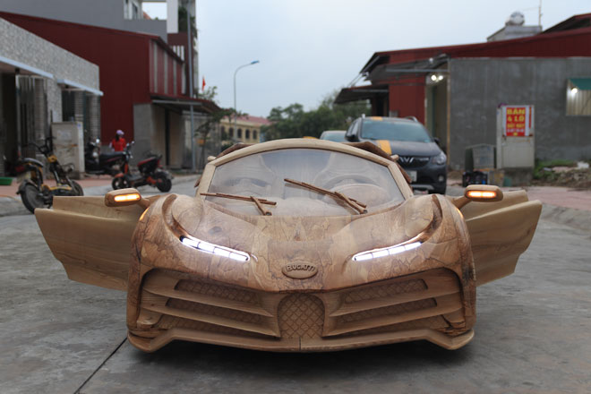 Ngắm “siêu xe” Bugatti bằng gỗ tí hon, chạy động cơ điện của ông bố trẻ tặng con trai - 6