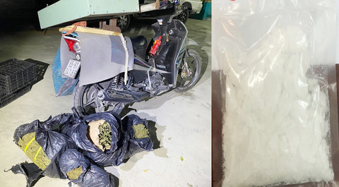 Cần sa và ma túy đá bị công an thu giữ