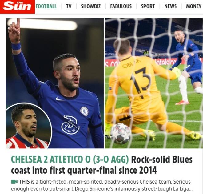 The Sun khen Chelsea bản lĩnh và vào tứ kết Champions League lần đầu từ năm 2014
